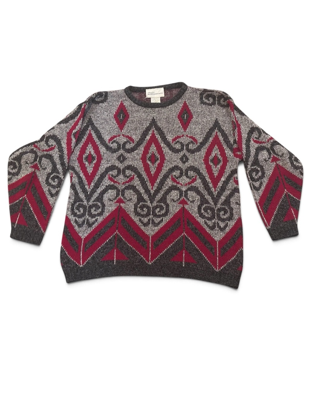 Vintage St Michael Marks & Spencer Geometric Sweater Size 16-18 UK Retro Knit